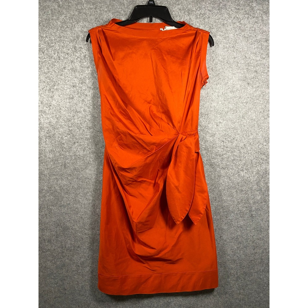 Diane von Furstenberg Orange Cotton Blend Side Tie Sheath Dress Size 2
